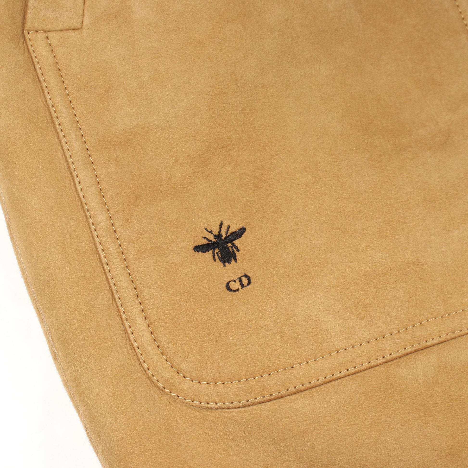 BEE刺繍 リバーシブル ボア ジャケット レザー ベージュ オフホワイト ブラック クリスチャンディオール アウター Christian Dior