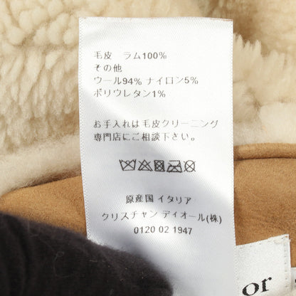 BEE刺繍 リバーシブル ボア ジャケット レザー ベージュ オフホワイト ブラック クリスチャンディオール アウター Christian Dior