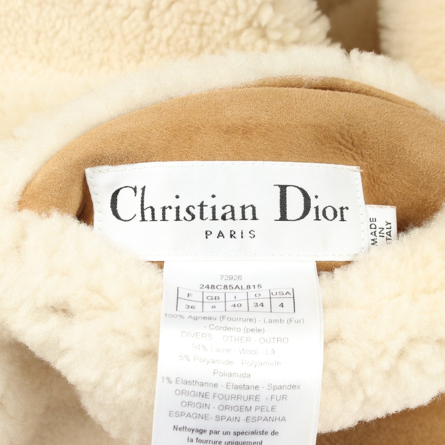 BEE刺繍 リバーシブル ボア ジャケット レザー ベージュ オフホワイト ブラック クリスチャンディオール アウター Christian Dior