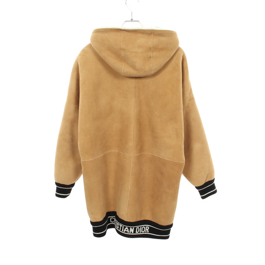 BEE刺繍 リバーシブル ボア ジャケット レザー ベージュ オフホワイト ブラック クリスチャンディオール