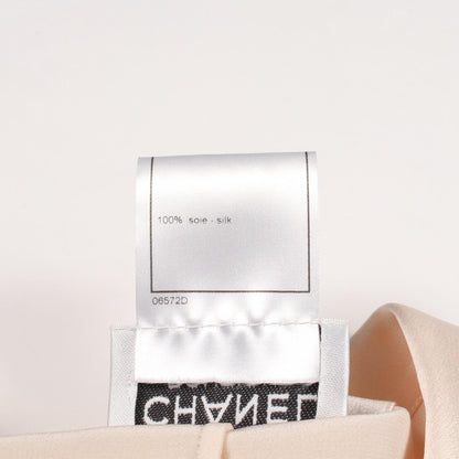 ココマークボタン ボウタイ付き 長袖 シャツ シルク ベージュ シャネル トップス CHANEL
