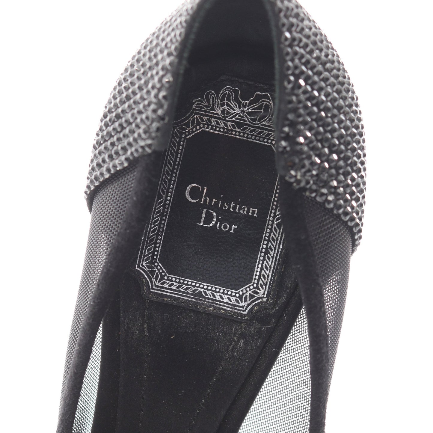 メッシュ パンプス ファブリック ラインストーン ブラック クリスチャンディオール シューズ Christian Dior
