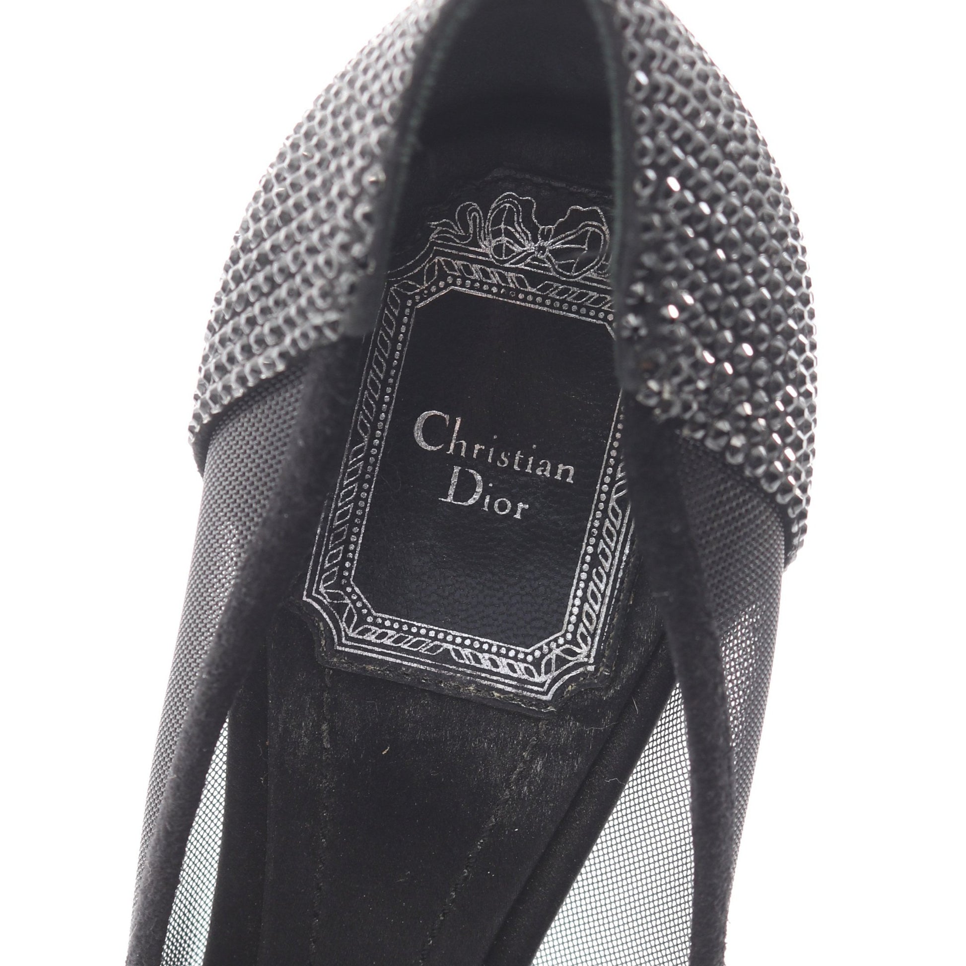 メッシュ パンプス ファブリック ラインストーン ブラック クリスチャンディオール シューズ Christian Dior