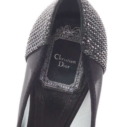 メッシュ パンプス ファブリック ラインストーン ブラック クリスチャンディオール シューズ Christian Dior