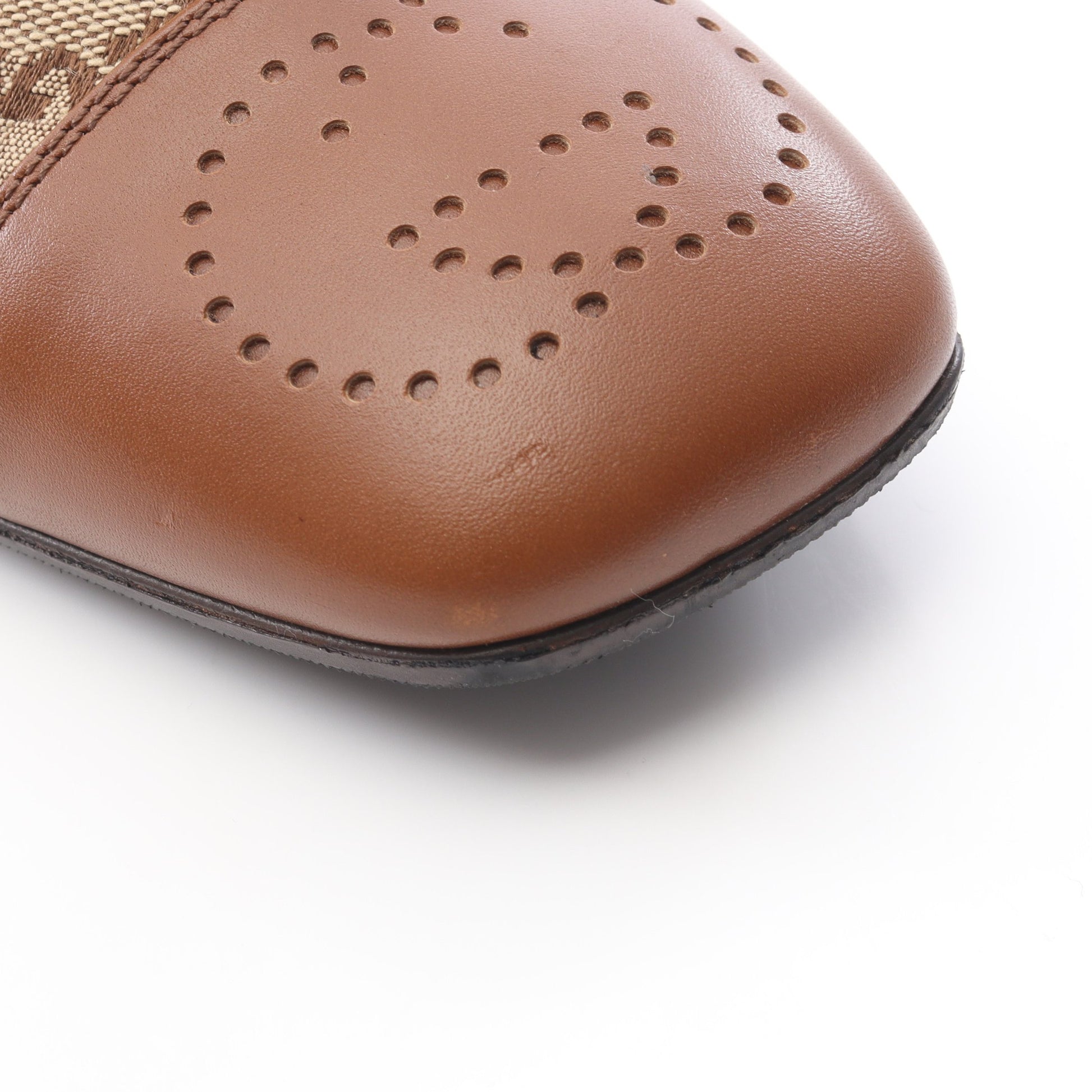 GGキャンバス アンクル ブーツ キャンバス レザー ベージュ ブラウン グッチ シューズ GUCCI