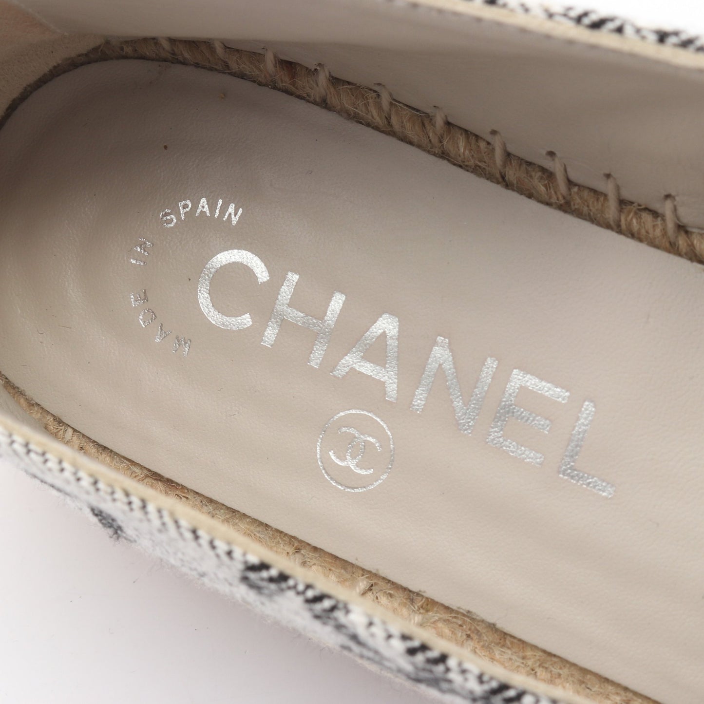 ココマーク エスパドリーユ スリッポン フラットシューズ キャンバス ライトグレー ブラック シャネル シューズ CHANEL
