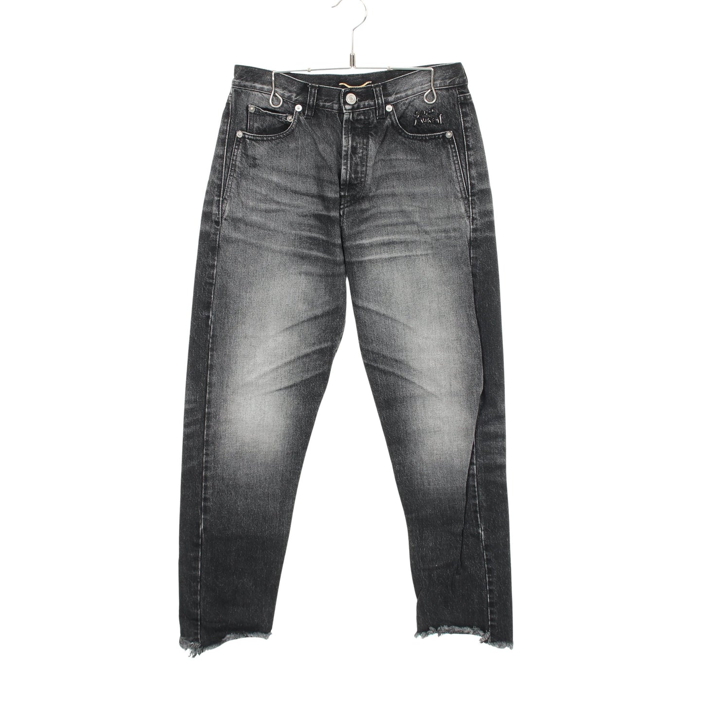 ロゴステッチ 切りっぱなし加工 デニムパンツ コットン ダークグレー サンローランパリ ボトムス SAINT LAURENT PARIS