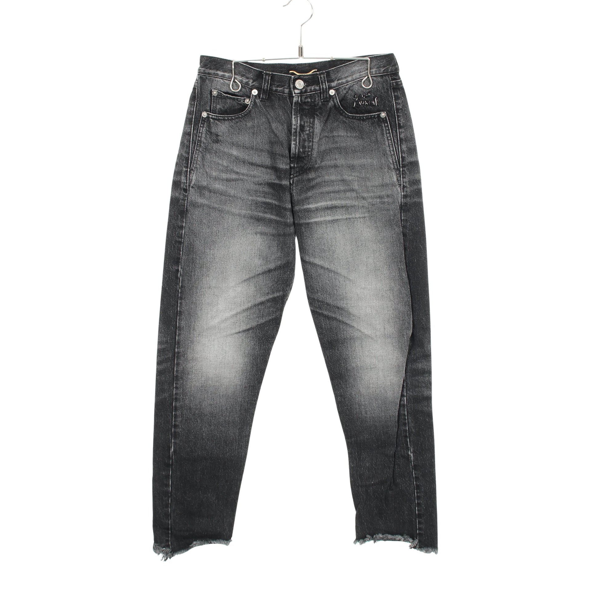 ロゴステッチ 切りっぱなし加工 デニムパンツ コットン ダークグレー サンローランパリ ボトムス SAINT LAURENT PARIS