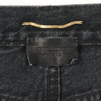 ロゴステッチ 切りっぱなし加工 デニムパンツ コットン ダークグレー サンローランパリ ボトムス SAINT LAURENT PARIS