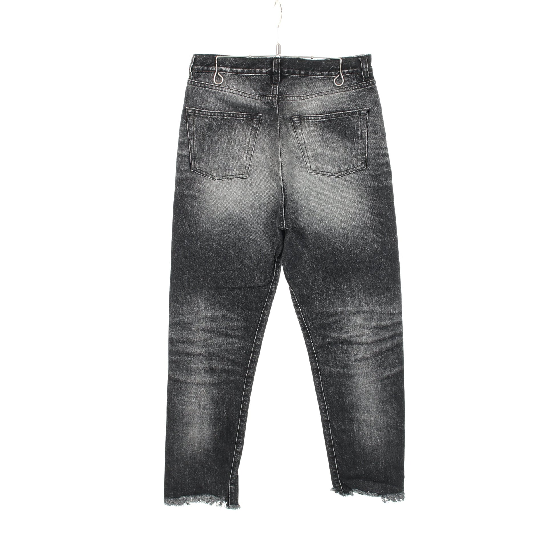 ロゴステッチ 切りっぱなし加工 デニムパンツ コットン ダークグレー サンローランパリ ボトムス SAINT LAURENT PARIS