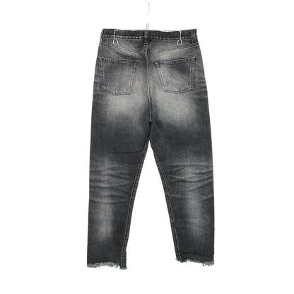ロゴステッチ 切りっぱなし加工 デニムパンツ コットン ダークグレー サンローランパリ ボトムス SAINT LAURENT PARIS