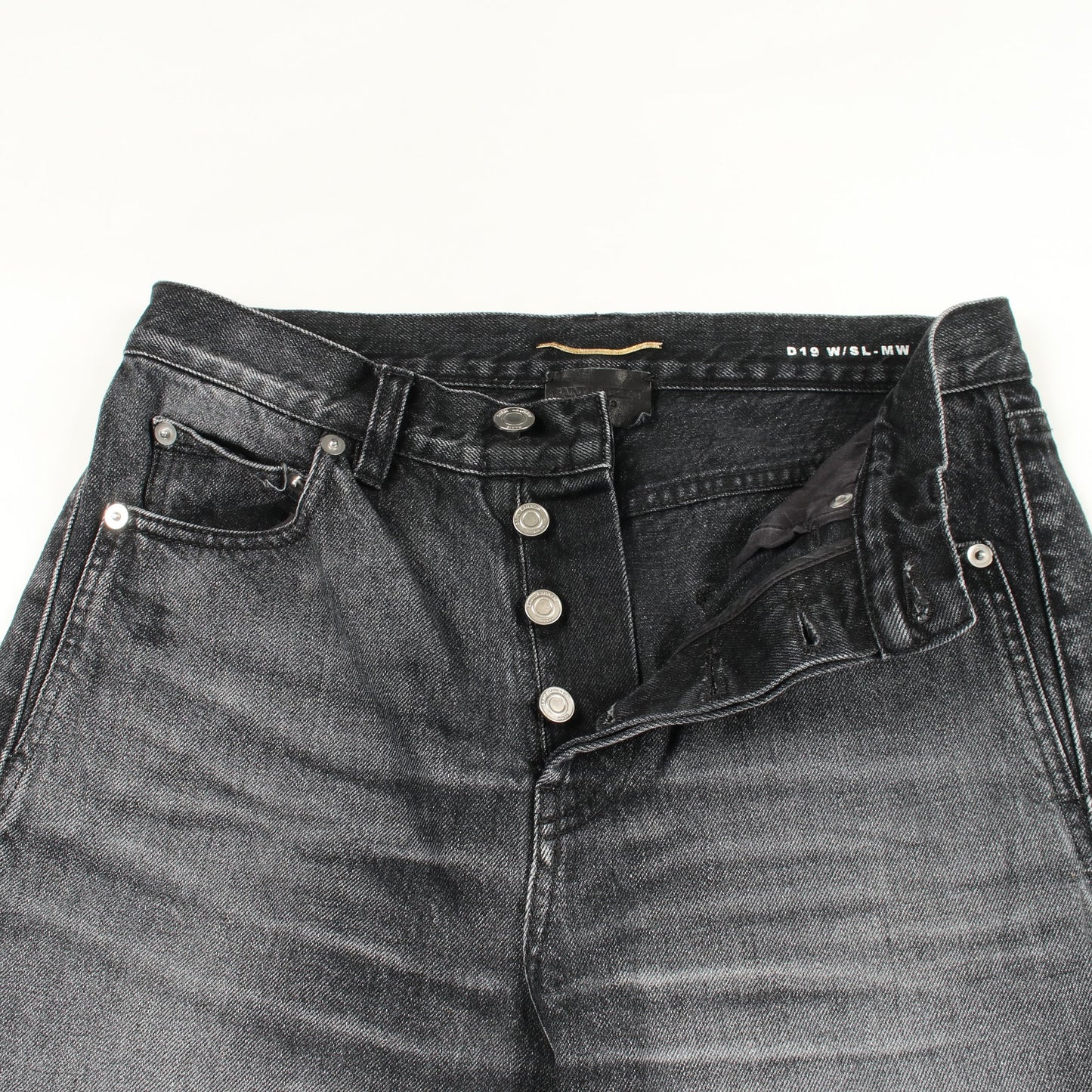 ロゴステッチ 切りっぱなし加工 デニムパンツ コットン ダークグレー サンローランパリ ボトムス SAINT LAURENT PARIS