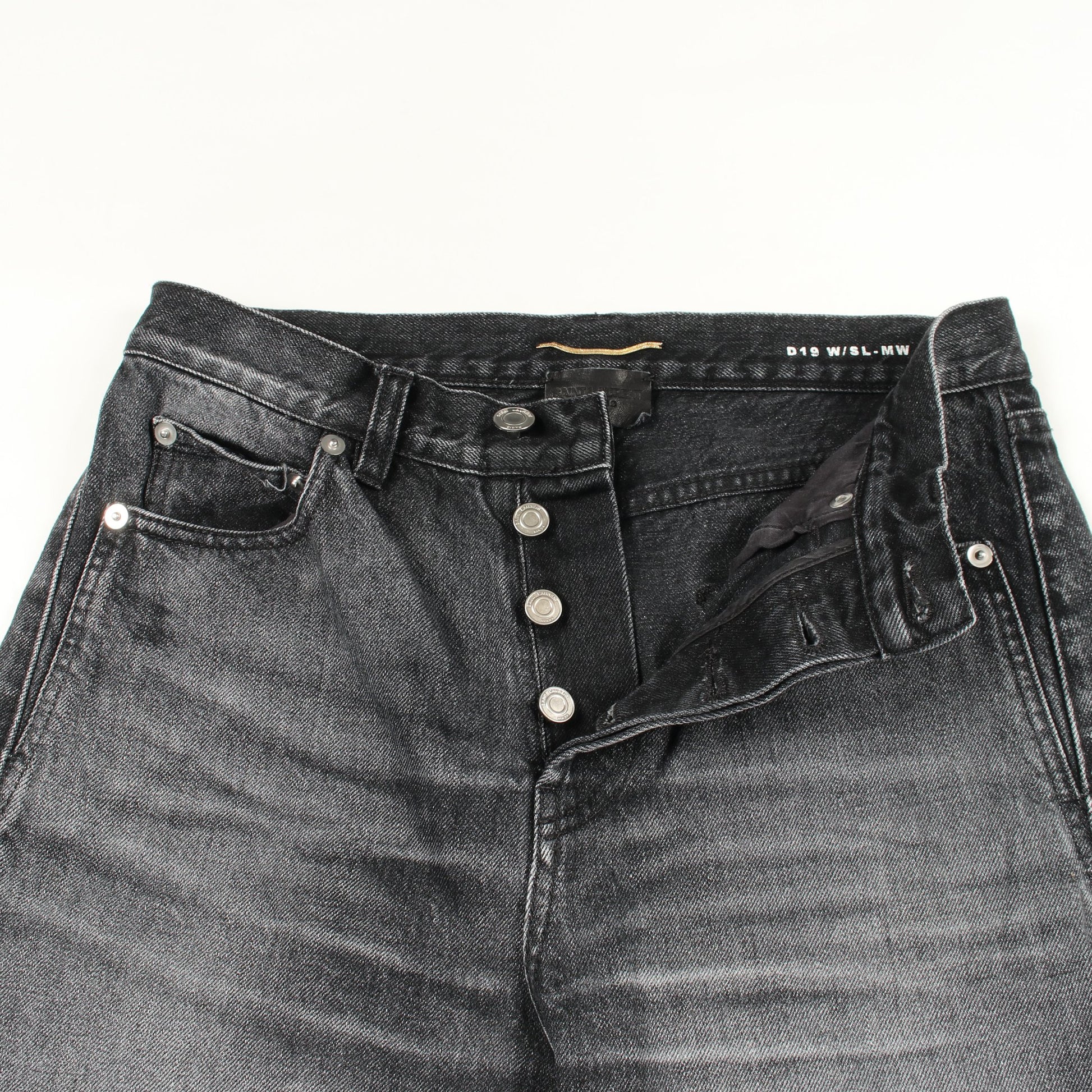 ロゴステッチ 切りっぱなし加工 デニムパンツ コットン ダークグレー サンローランパリ ボトムス SAINT LAURENT PARIS