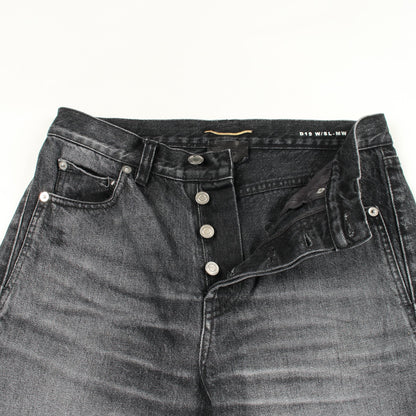 ロゴステッチ 切りっぱなし加工 デニムパンツ コットン ダークグレー サンローランパリ ボトムス SAINT LAURENT PARIS