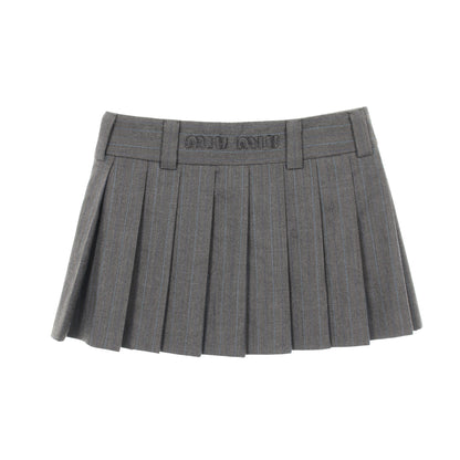 プリーツ スカート ウール グレー ミュウミュウ ボトムス miu miu