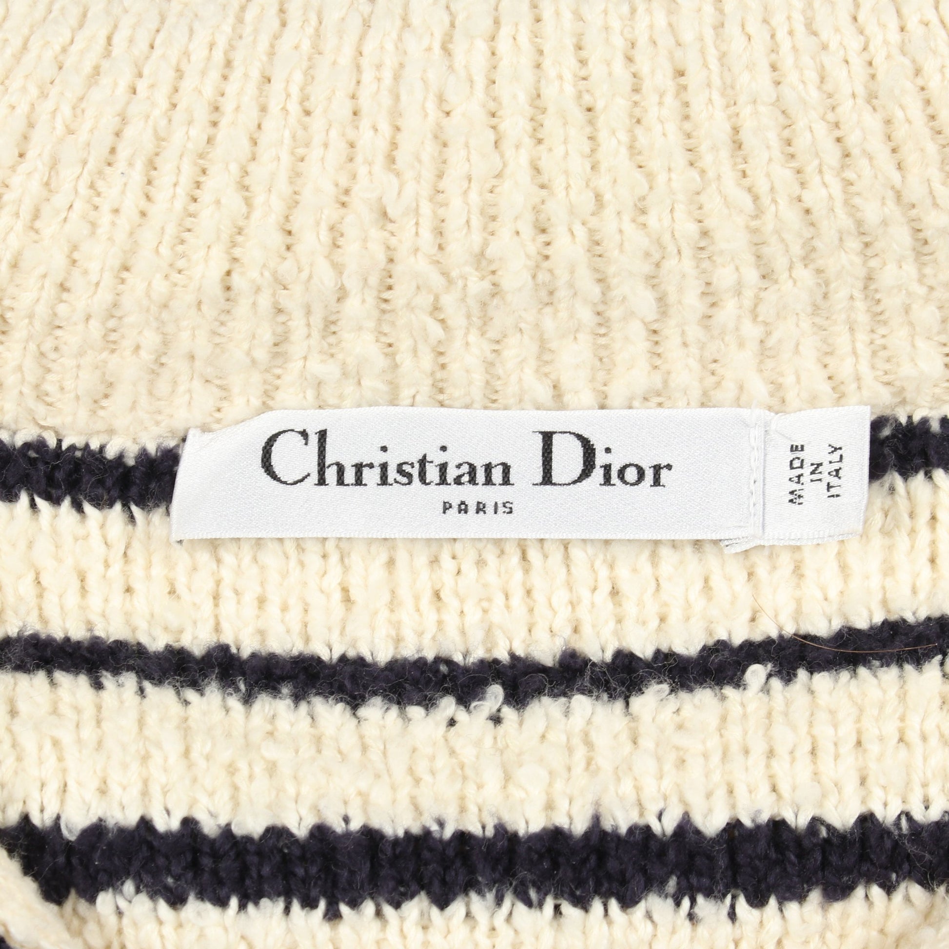 襟付き ボーダー カーディガン コットン ホワイト ネイビー クリスチャンディオール トップス Christian Dior