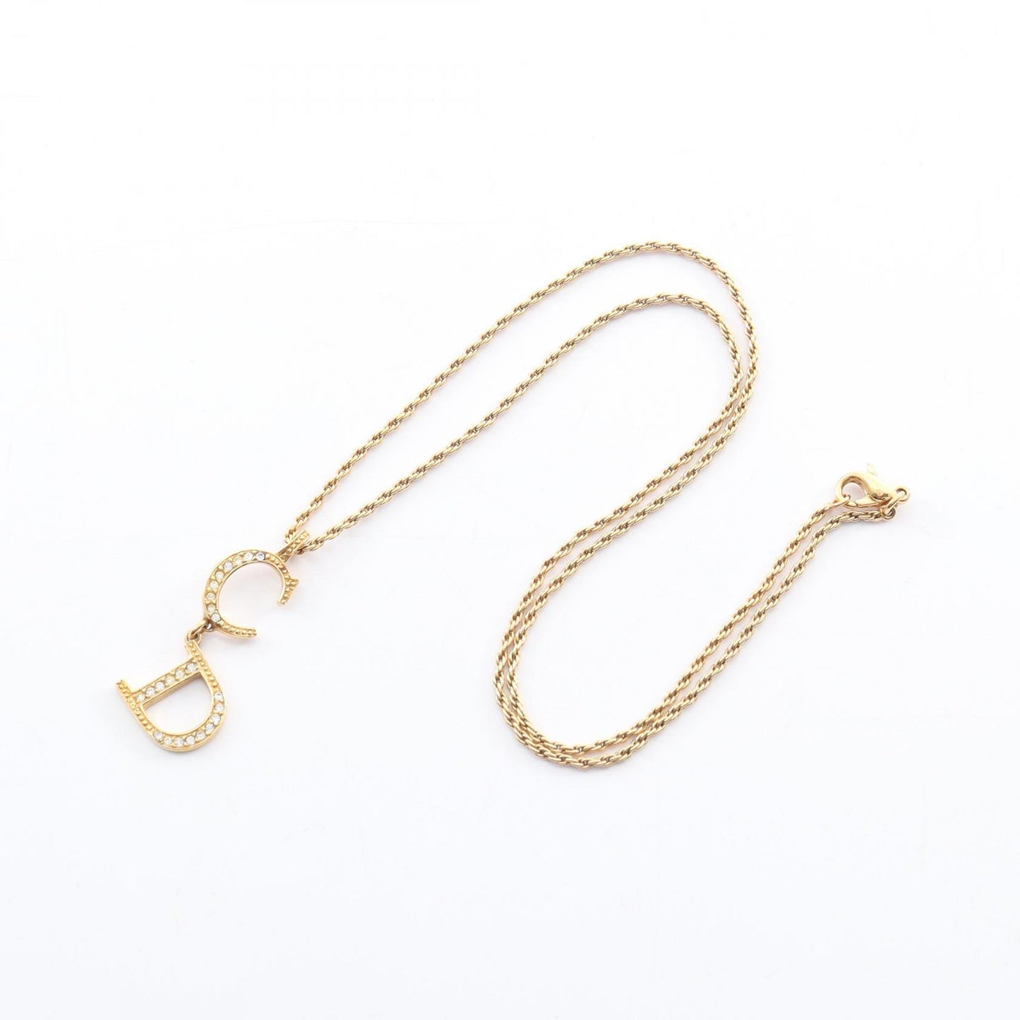 CDロゴ ネックレス GP ラインストーン ゴールド クリア クリスチャンディオール アクセサリー Christian Dior
