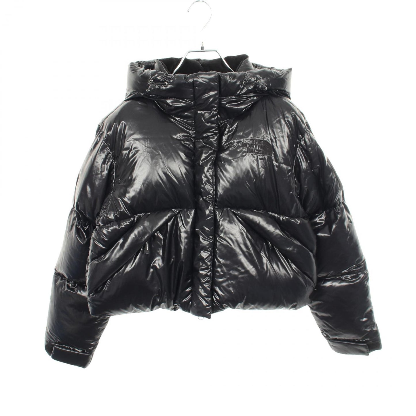W'S GLOSSY ELBERON RDS DOWN JACKET フード付き クロップド ダウンジャケット ナイロン ブラック ザノースフェイス ホワイトレーベル アウター THE NORTH FACE WHITE LABEL