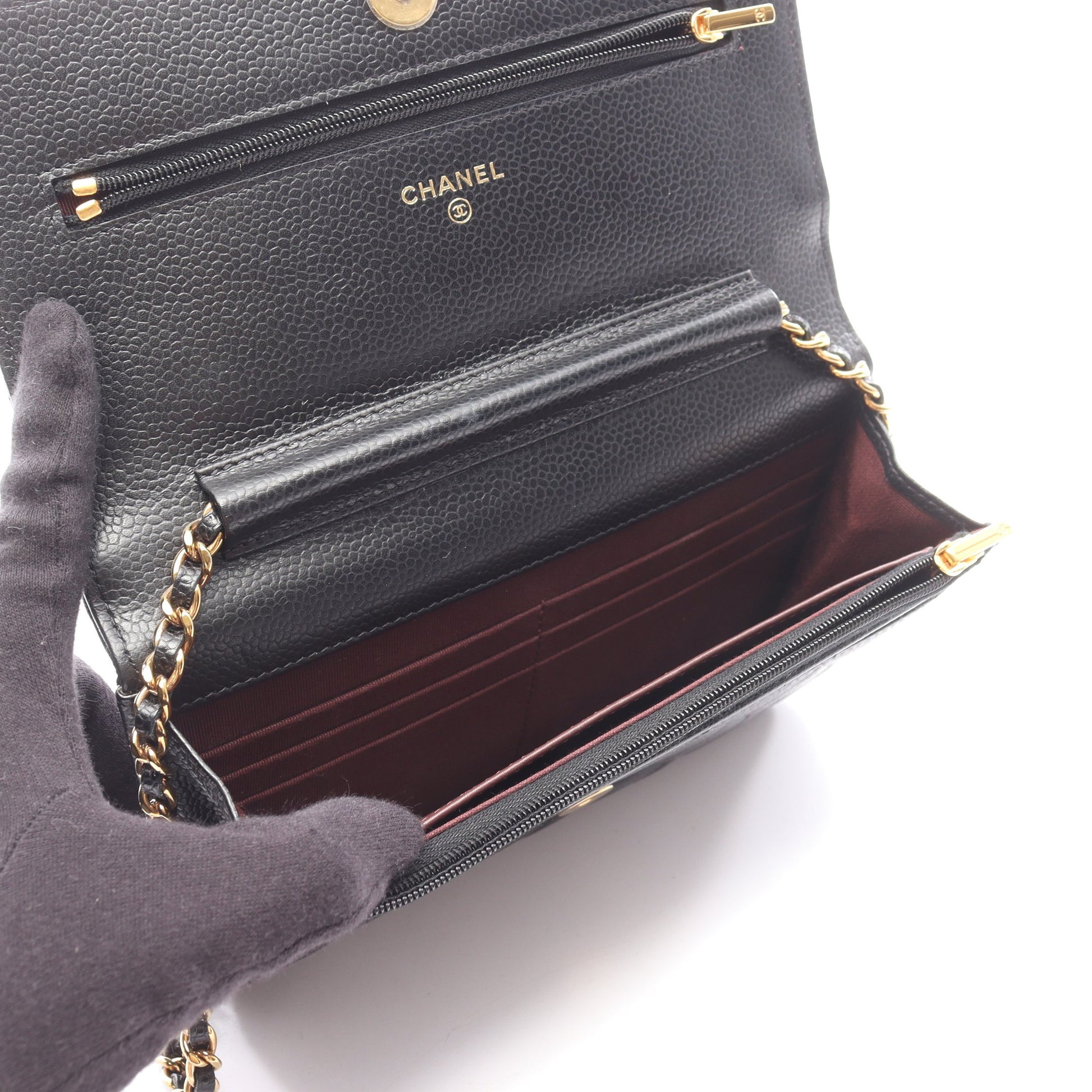 マトラッセ チェーンウォレット キャビアスキン ブラック ゴールド金具 シャネル バッグ CHANEL