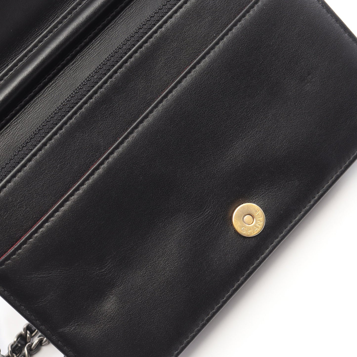 ガブリエル ドゥ シャネル チェーンウォレット シャイニーカーフスキン ブラック シルバー金具 シャネル バッグ CHANEL