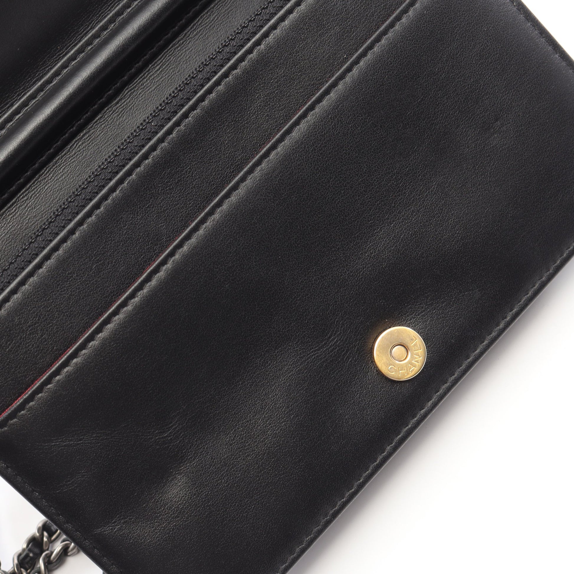 ガブリエル ドゥ シャネル チェーンウォレット シャイニーカーフスキン ブラック シルバー金具 シャネル バッグ CHANEL