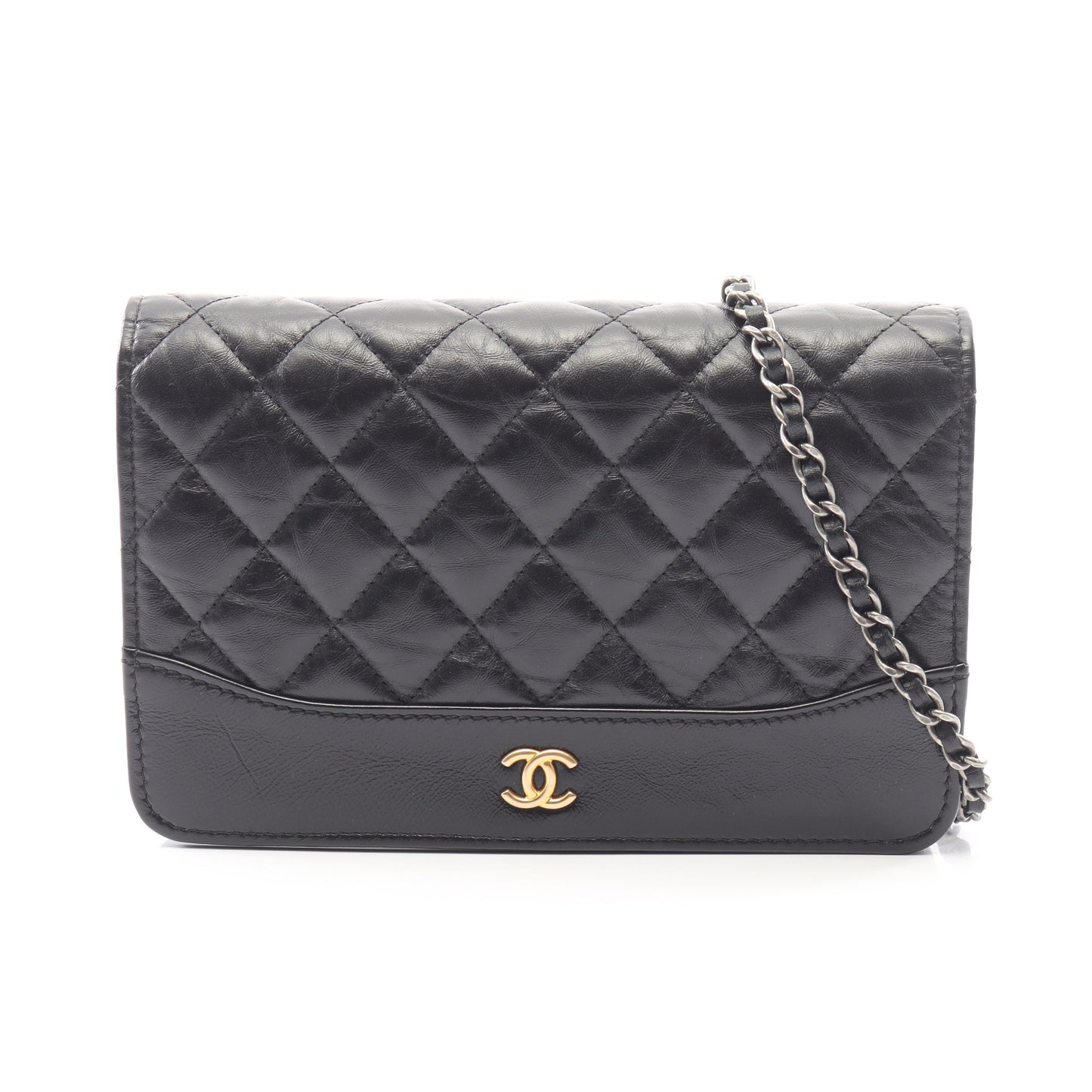 ガブリエル ドゥ シャネル チェーンウォレット シャイニーカーフスキン ブラック シルバー金具 シャネル バッグ CHANEL