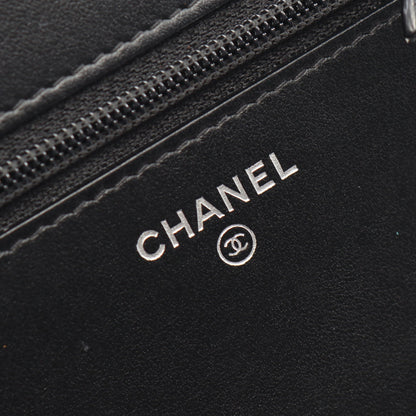 ガブリエル ドゥ シャネル チェーンウォレット シャイニーカーフスキン ブラック シルバー金具 シャネル バッグ CHANEL