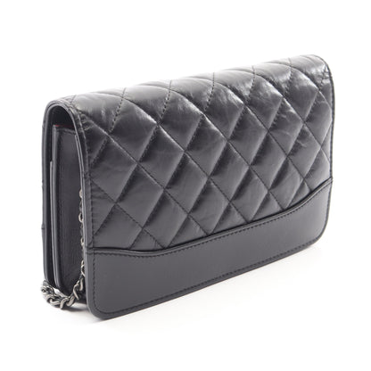 ガブリエル ドゥ シャネル チェーンウォレット シャイニーカーフスキン ブラック シルバー金具 シャネル バッグ CHANEL