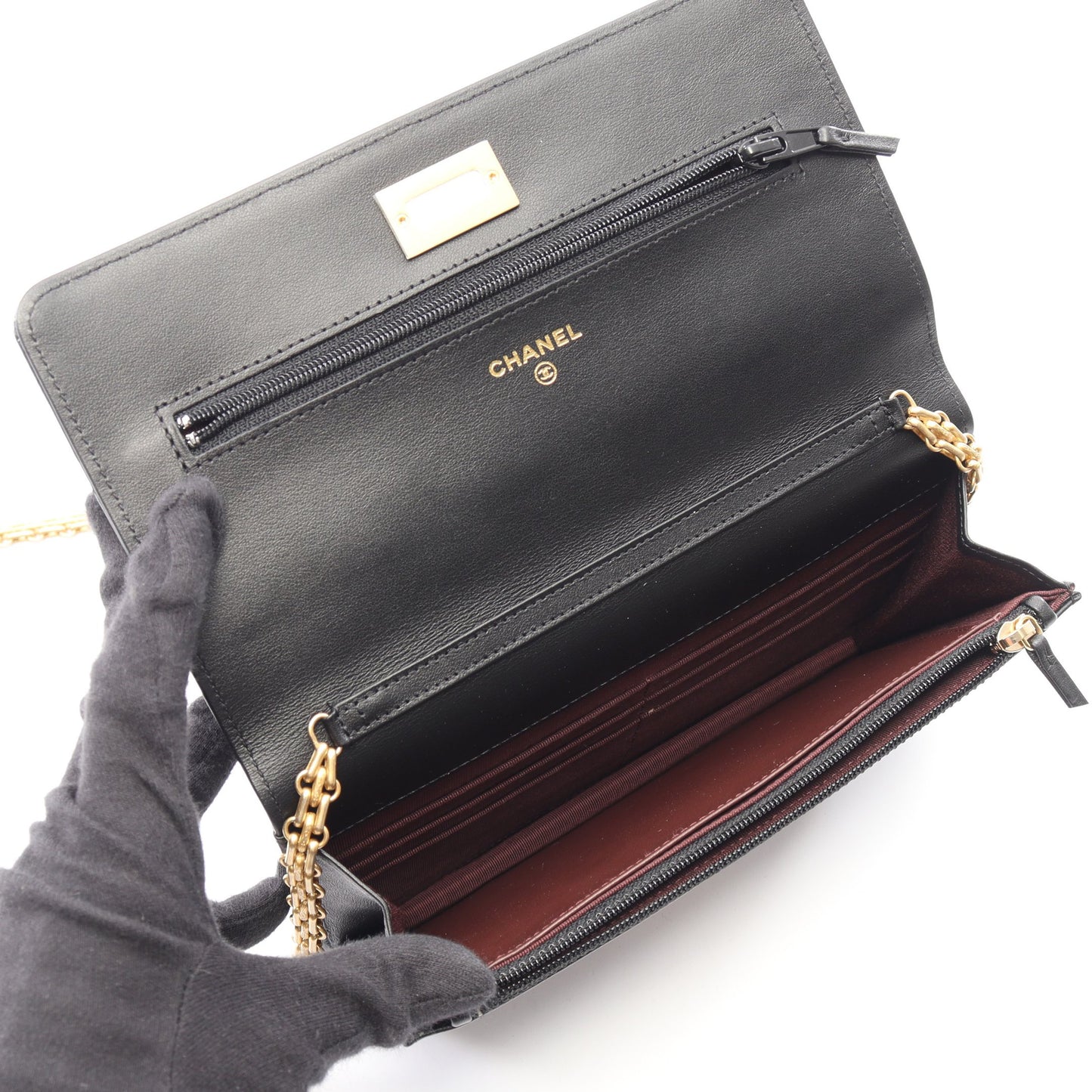 2.55 マトラッセ チェーンウォレット エイジドカーフスキン ブラック ゴールド金具 シャネル バッグ CHANEL