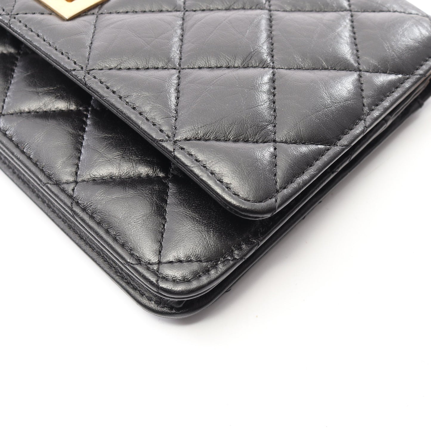 2.55 マトラッセ チェーンウォレット エイジドカーフスキン ブラック ゴールド金具 シャネル バッグ CHANEL