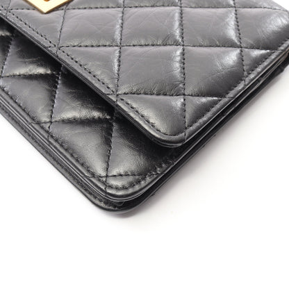 2.55 マトラッセ チェーンウォレット エイジドカーフスキン ブラック ゴールド金具 シャネル バッグ CHANEL