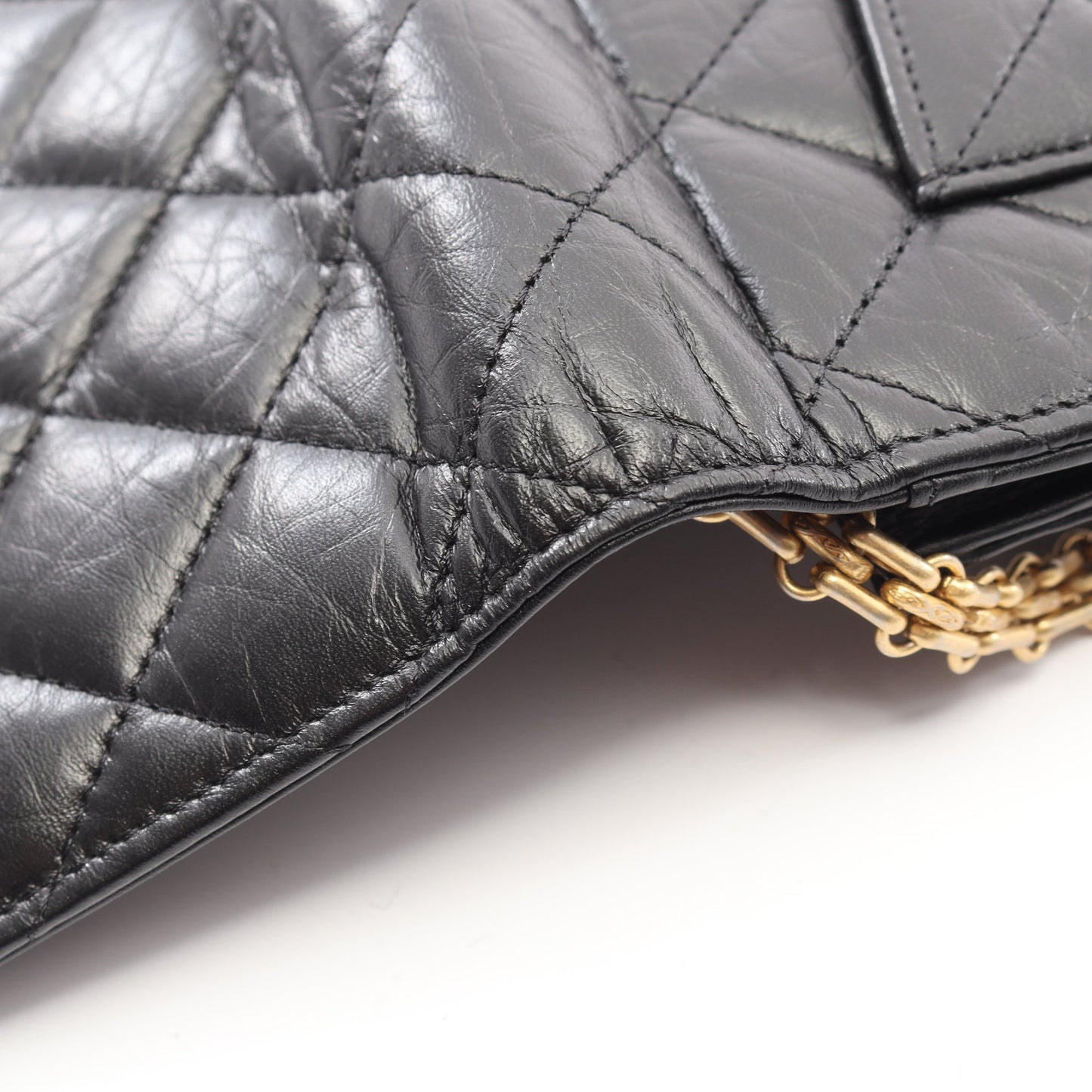 2.55 マトラッセ チェーンウォレット エイジドカーフスキン ブラック ゴールド金具 シャネル バッグ CHANEL