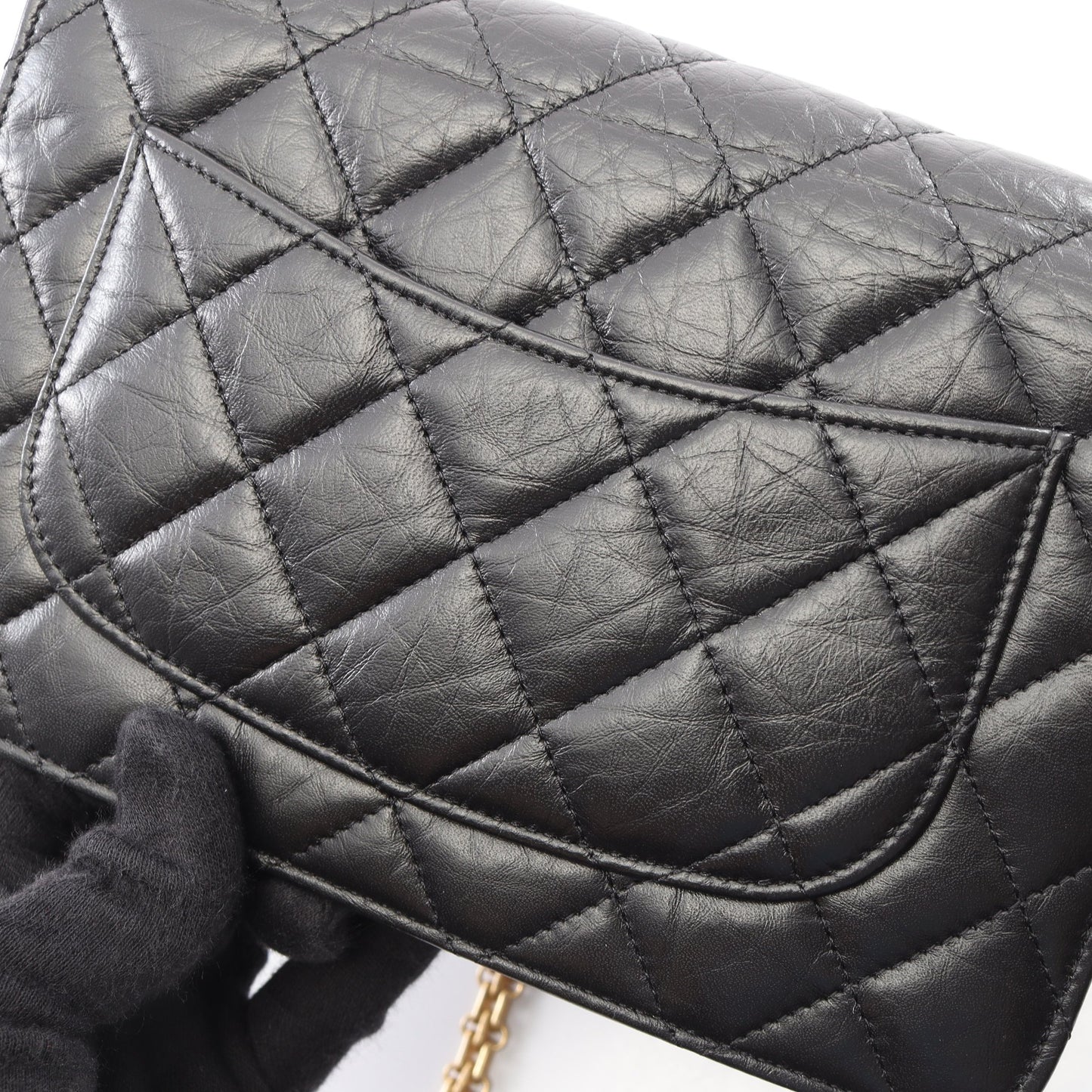 2.55 マトラッセ チェーンウォレット エイジドカーフスキン ブラック ゴールド金具 シャネル バッグ CHANEL