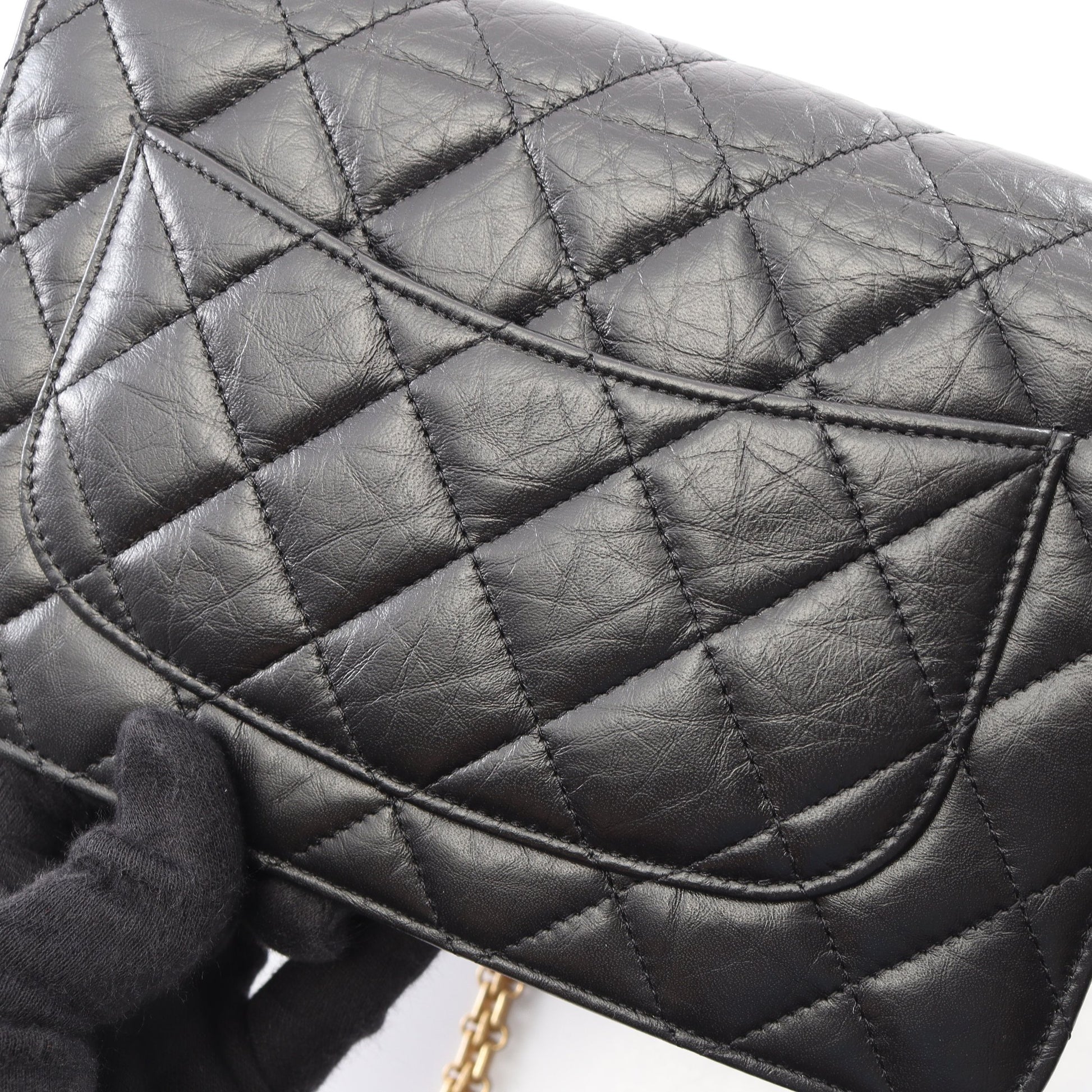 2.55 マトラッセ チェーンウォレット エイジドカーフスキン ブラック ゴールド金具 シャネル バッグ CHANEL