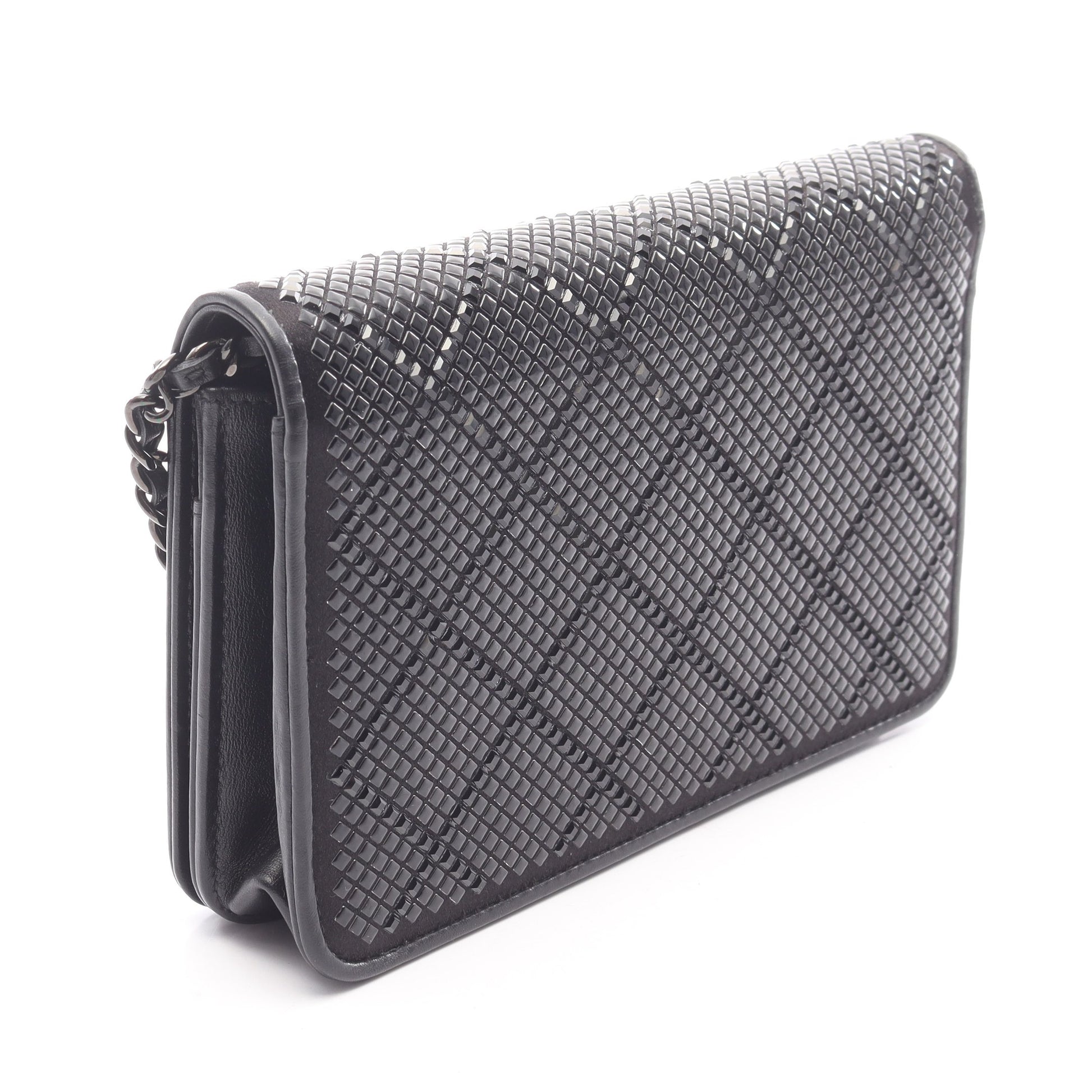 マトラッセ ビジュー ブラック金具 チェーンウォレット レザー ブラック シャネル バッグ CHANEL