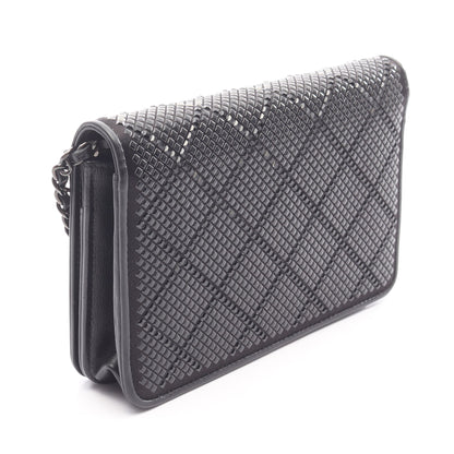 マトラッセ ビジュー ブラック金具 チェーンウォレット レザー ブラック シャネル バッグ CHANEL