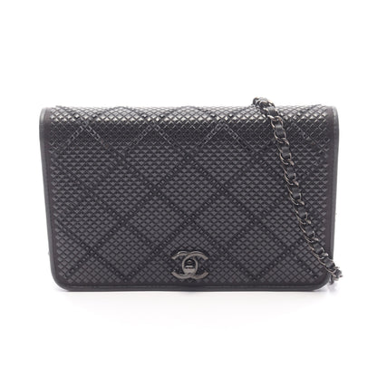 マトラッセ ビジュー ブラック金具 チェーンウォレット レザー ブラック シャネル バッグ CHANEL