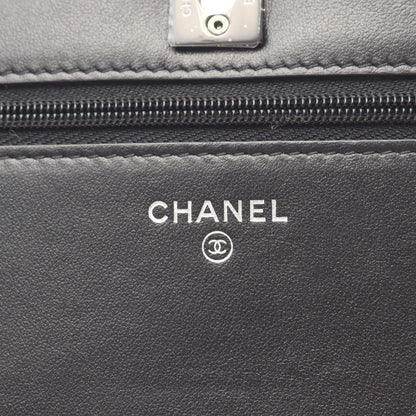 マトラッセ ビジュー ブラック金具 チェーンウォレット レザー ブラック シャネル バッグ CHANEL
