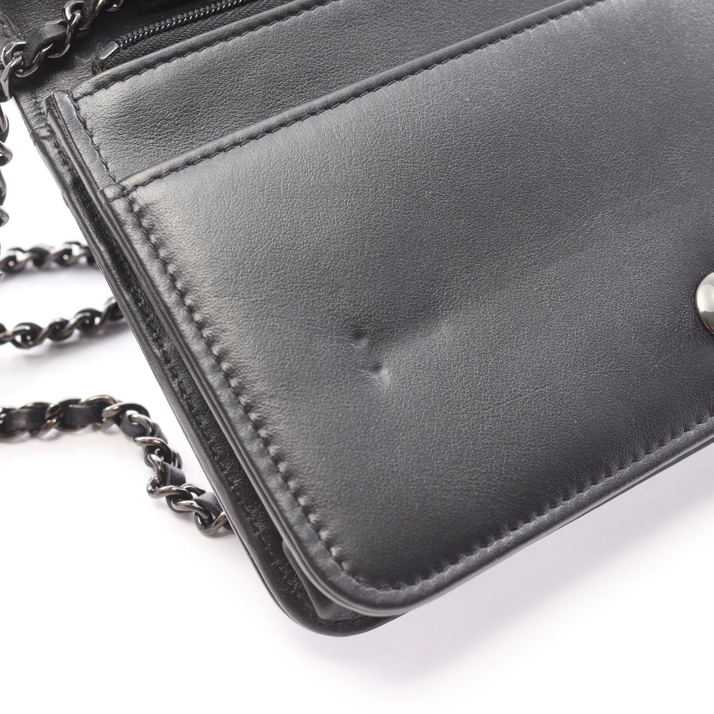 マトラッセ ビジュー ブラック金具 チェーンウォレット レザー ブラック シャネル バッグ CHANEL