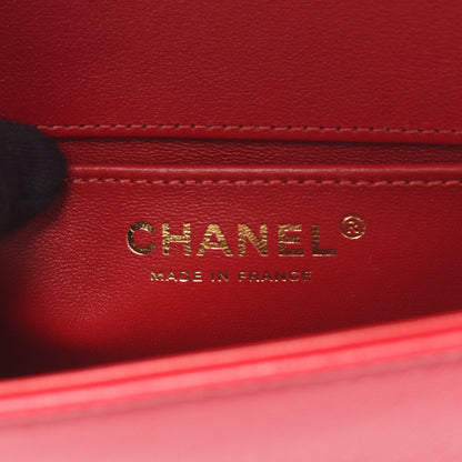 ボーイシャネル スモール チェーンショルダーバッグ ボア レザー レッド ゴールド金具 シャネル バッグ CHANEL