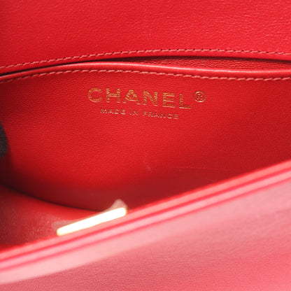 ボーイシャネル スモール チェーンショルダーバッグ ボア レザー レッド ゴールド金具 シャネル バッグ CHANEL