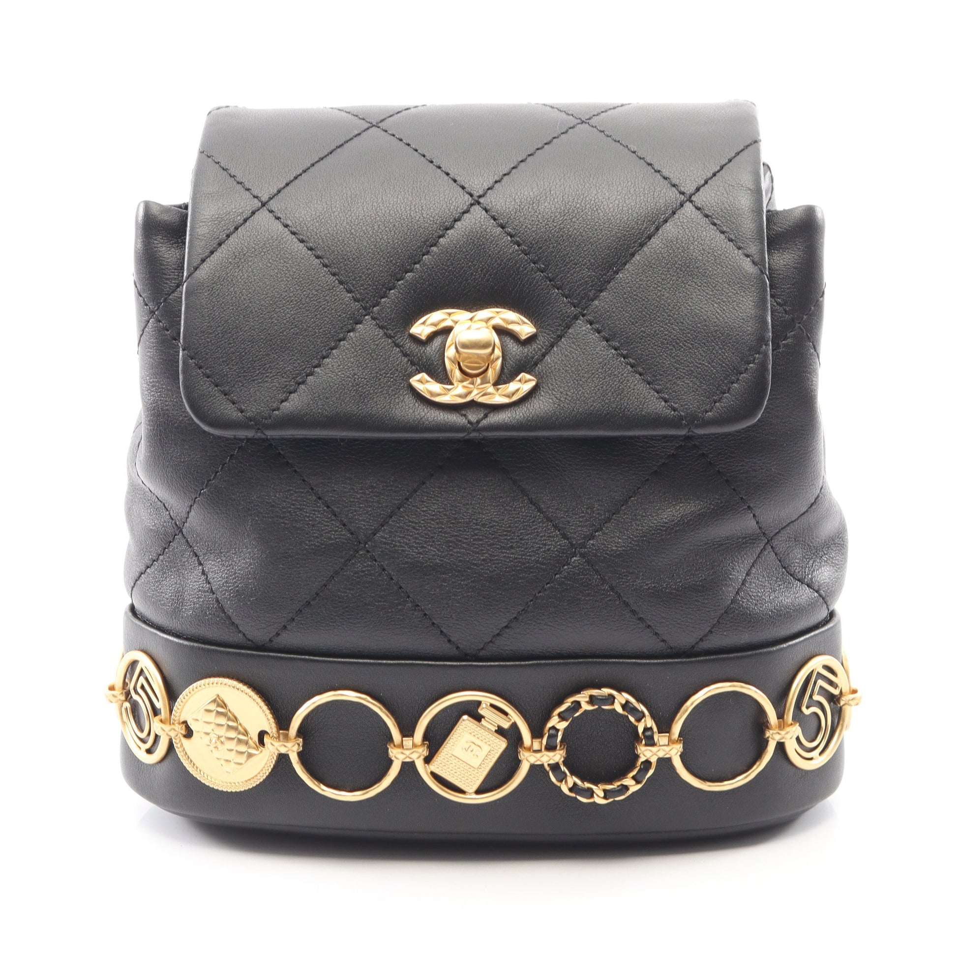 マトラッセ スモール チェーン バックパック リュックサック ラムスキン ブラック ゴールド金具 シャネル バッグ CHANEL