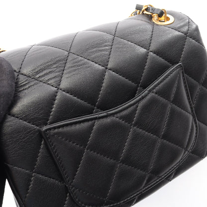ミニ フラップ バッグ マトラッセ チェーンショルダーバッグ ラムスキン ブラック ゴールド金具 シャネル バッグ CHANEL