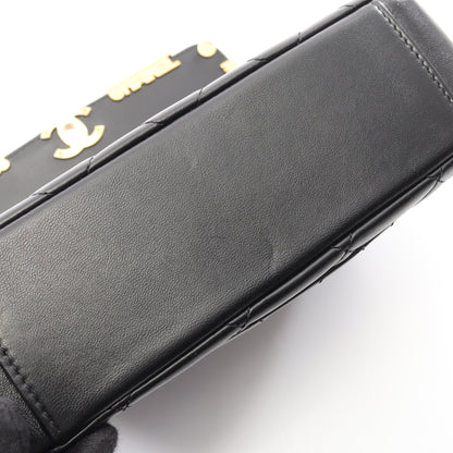 ミニ フラップ バッグ マトラッセ チェーンショルダーバッグ ラムスキン ブラック ゴールド金具 シャネル バッグ CHANEL