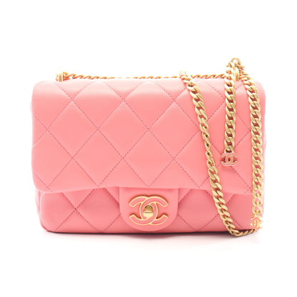 マトラッセ チェーンショルダーバッグ ラムスキン ピンク ゴールド金具 シャネル バッグ CHANEL