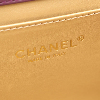 ミニマトラッセ チェーンショルダーバッグ ラムスキン パープル ゴールド金具 シャネル バッグ CHANEL