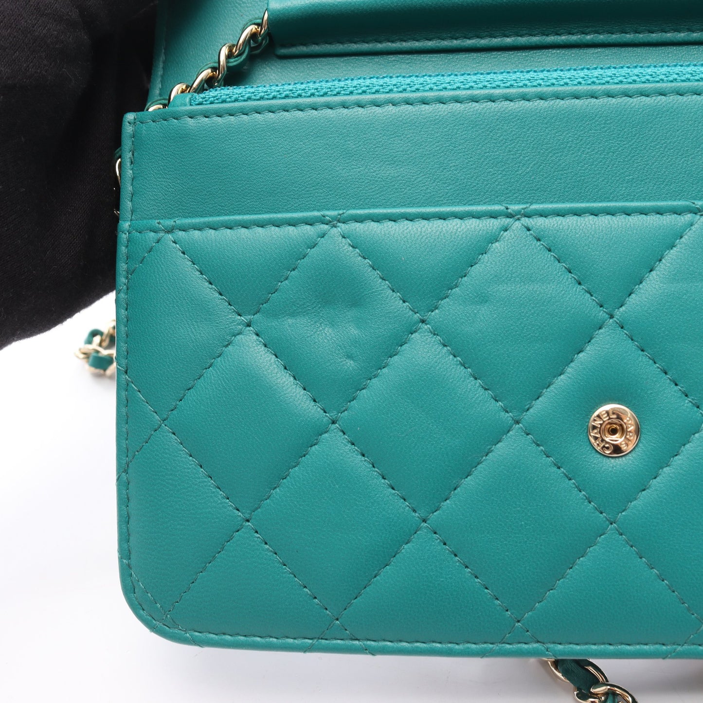 マトラッセ チェーンウォレット ラムスキン グリーン ゴールド金具 シャネル バッグ CHANEL