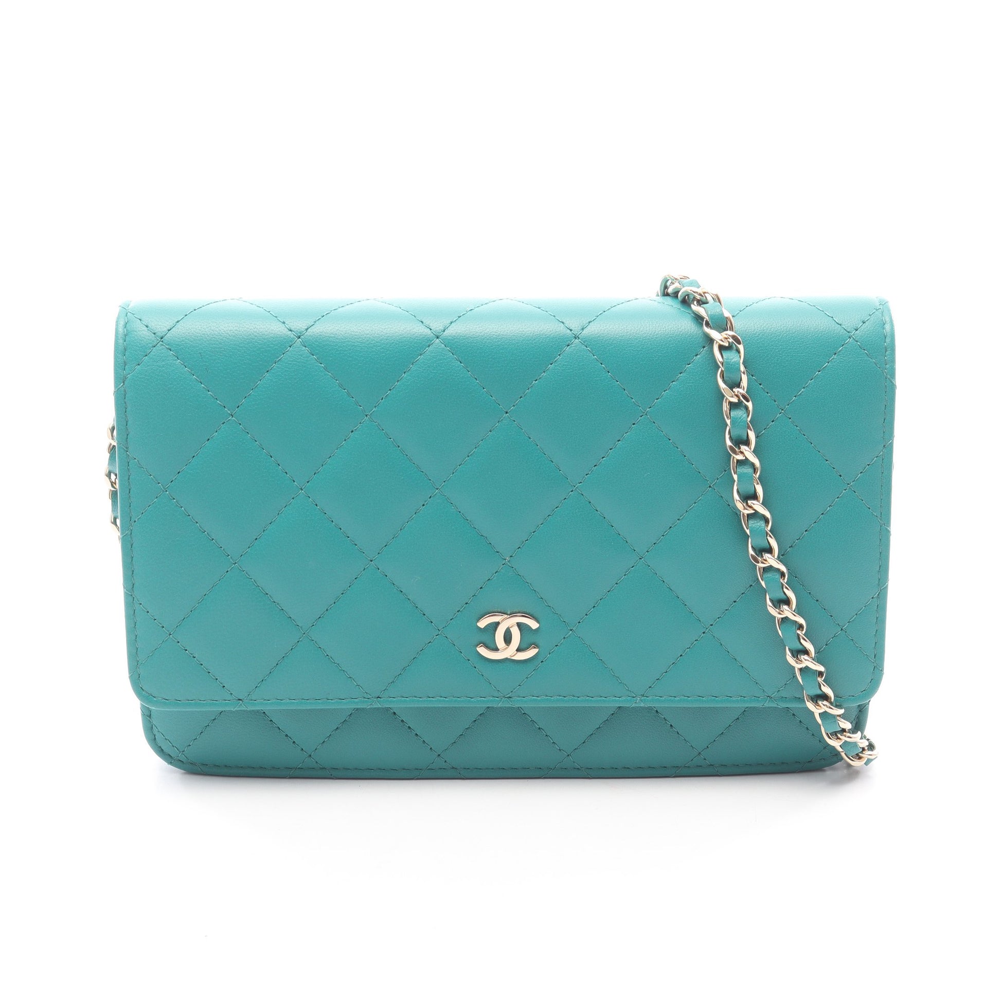 マトラッセ チェーンウォレット ラムスキン グリーン ゴールド金具 シャネル バッグ CHANEL