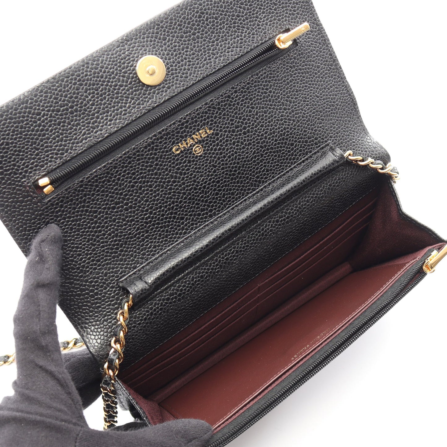 マトラッセ チェーンウォレット キャビアスキン ブラック ゴールド金具 シャネル バッグ CHANEL