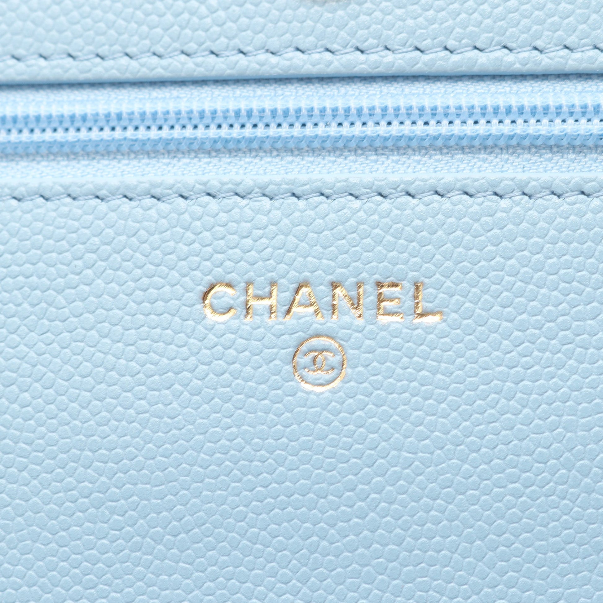 CHANEL19 チェーンウォレット キャビアスキン ライトブルー ゴールド金具 シャネル バッグ CHANEL